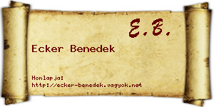 Ecker Benedek névjegykártya
